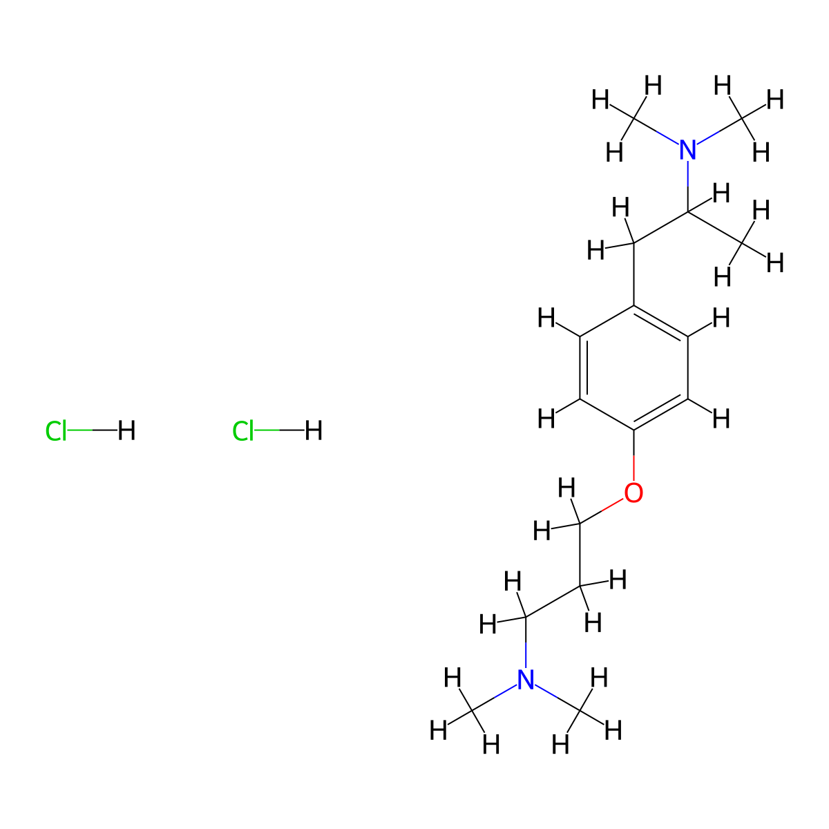 Benzeneethanamine, 4-(3-(dimethylamino)propoxy)-N,N,alpha-trimethyl-, dihydrochloride molecular structure, CAS 126002-22-0