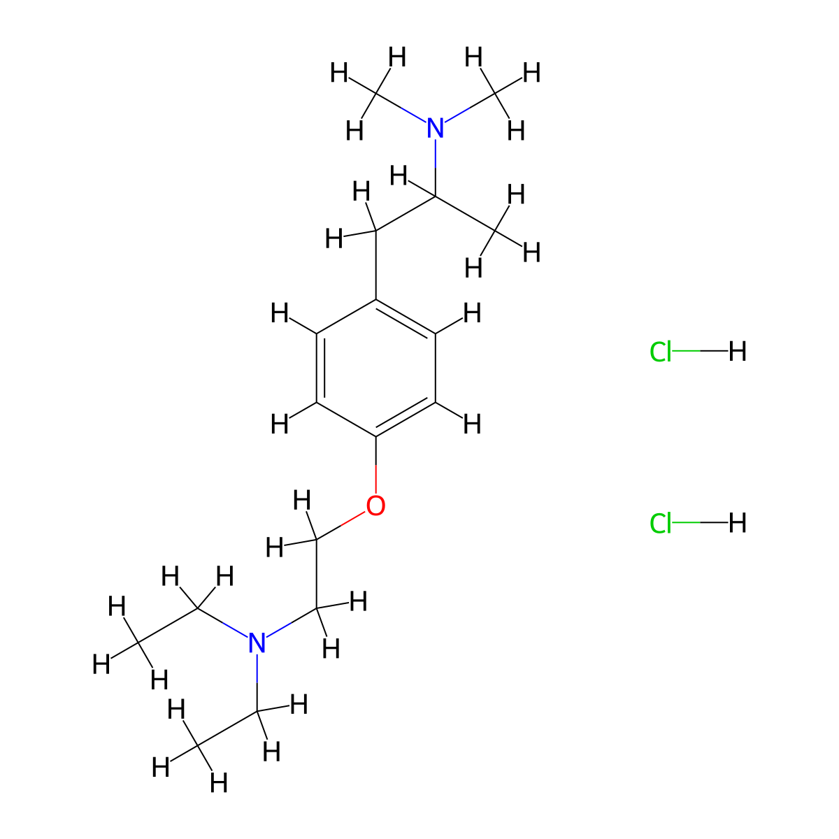 Benzeneethanamine, 4-(2-(diethylamino)ethoxy)-N,N,alpha-trimethyl-, dihydrochloride molecular structure, CAS 126002-26-4