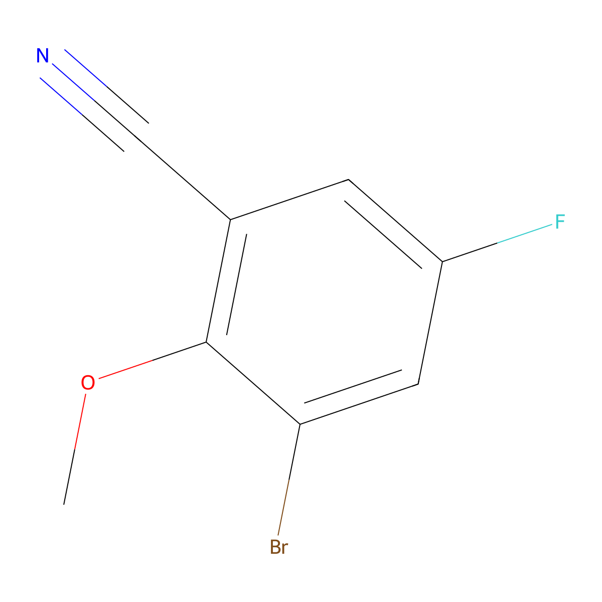 3-Bromo-5-fluoro-2-methoxybenzonitrile molecular structure, CAS 1260022-38-5