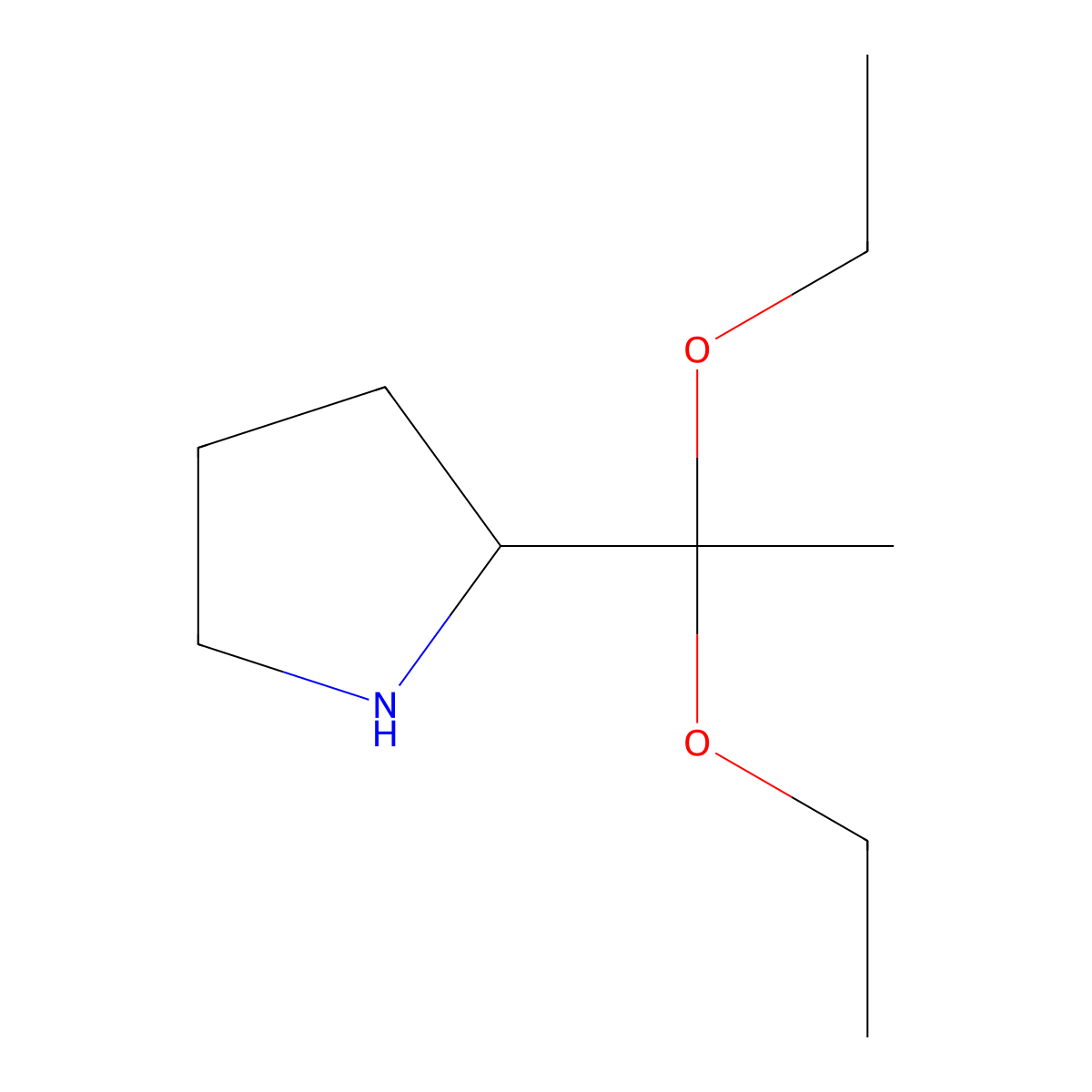 2-(1,1-Diethoxyethyl)pyrrolidine molecular structure, CAS 1260068-97-0