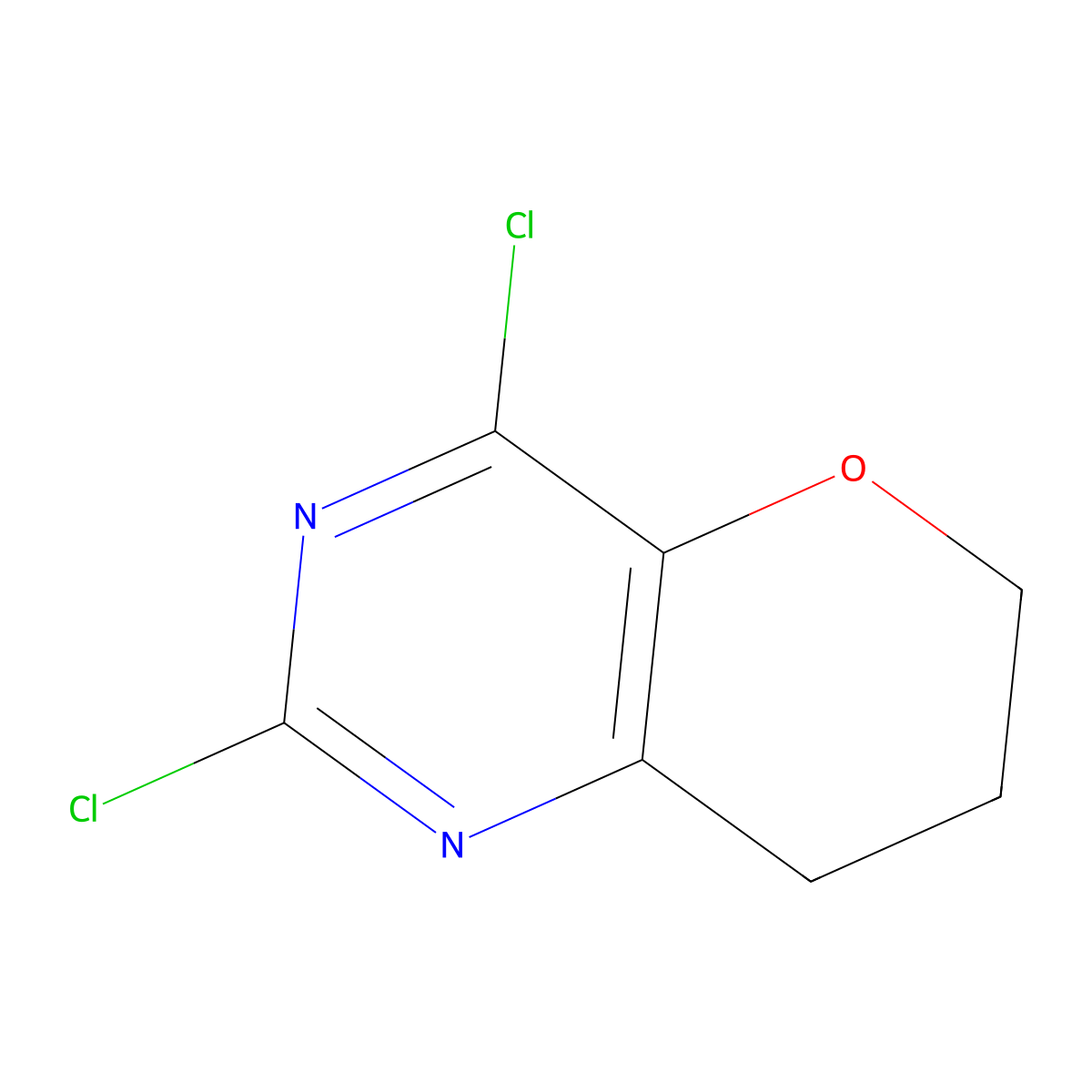 2,4-dichloro-7,8-dihydro-6H-pyrano[3,2-d]pyrimidine molecular structure, CAS 1260088-59-2