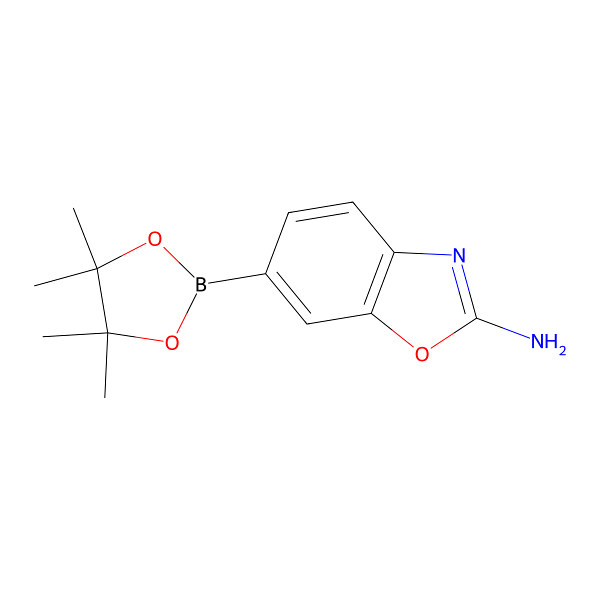 6-(4,4,5,5-Tetramethyl-1,3,2-dioxaborolan-2-YL)benzo[D]oxazol-2-amine molecular structure, CAS 1260091-04-0
