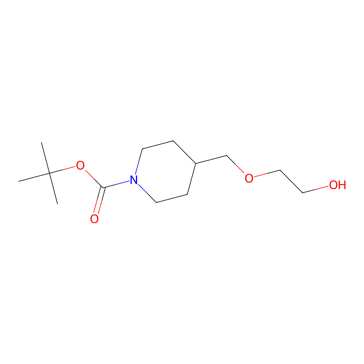 tert-Butyl 4-((2-hydroxyethoxy)methyl)piperidine-1-carboxylate molecular structure, CAS 1260099-72-6