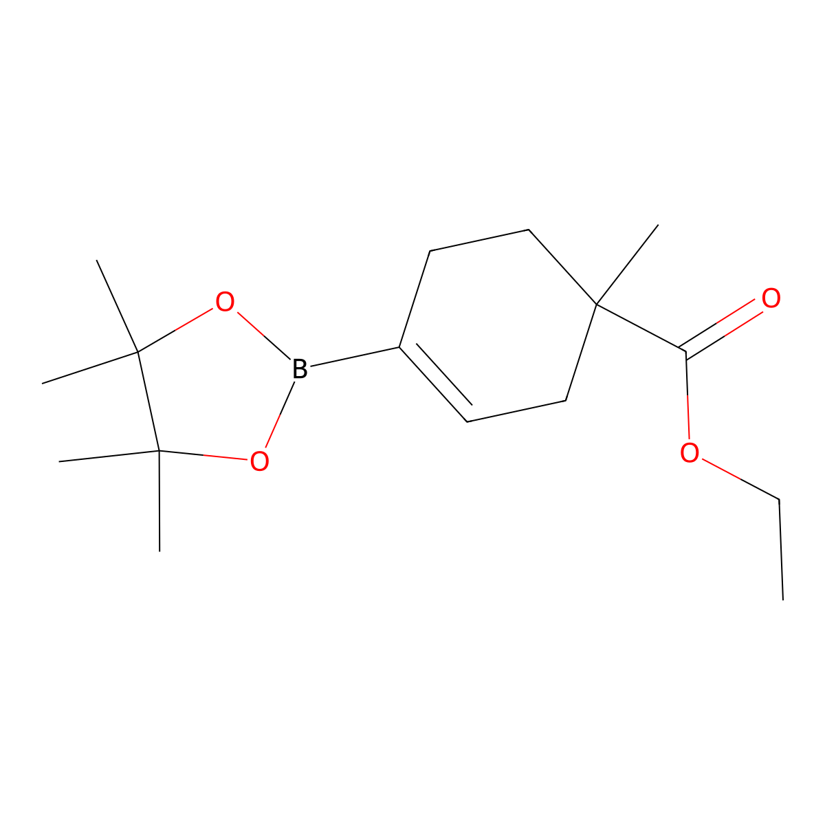 Ethyl 1-methyl-4-(4,4,5,5-tetramethyl-1,3,2-dioxaborolan-2-yl)cyclohex-3-ene-1-carboxylate molecular structure, CAS 1260106-23-7