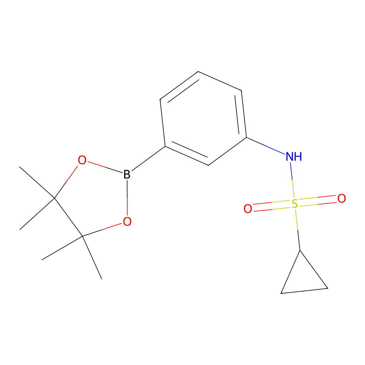Cyclopropanesulfonamide, N-[3-(4,4,5,5-tetramethyl-1,3,2-dioxaborolan-2-yl)phenyl]- molecular structure, CAS 1260151-60-7