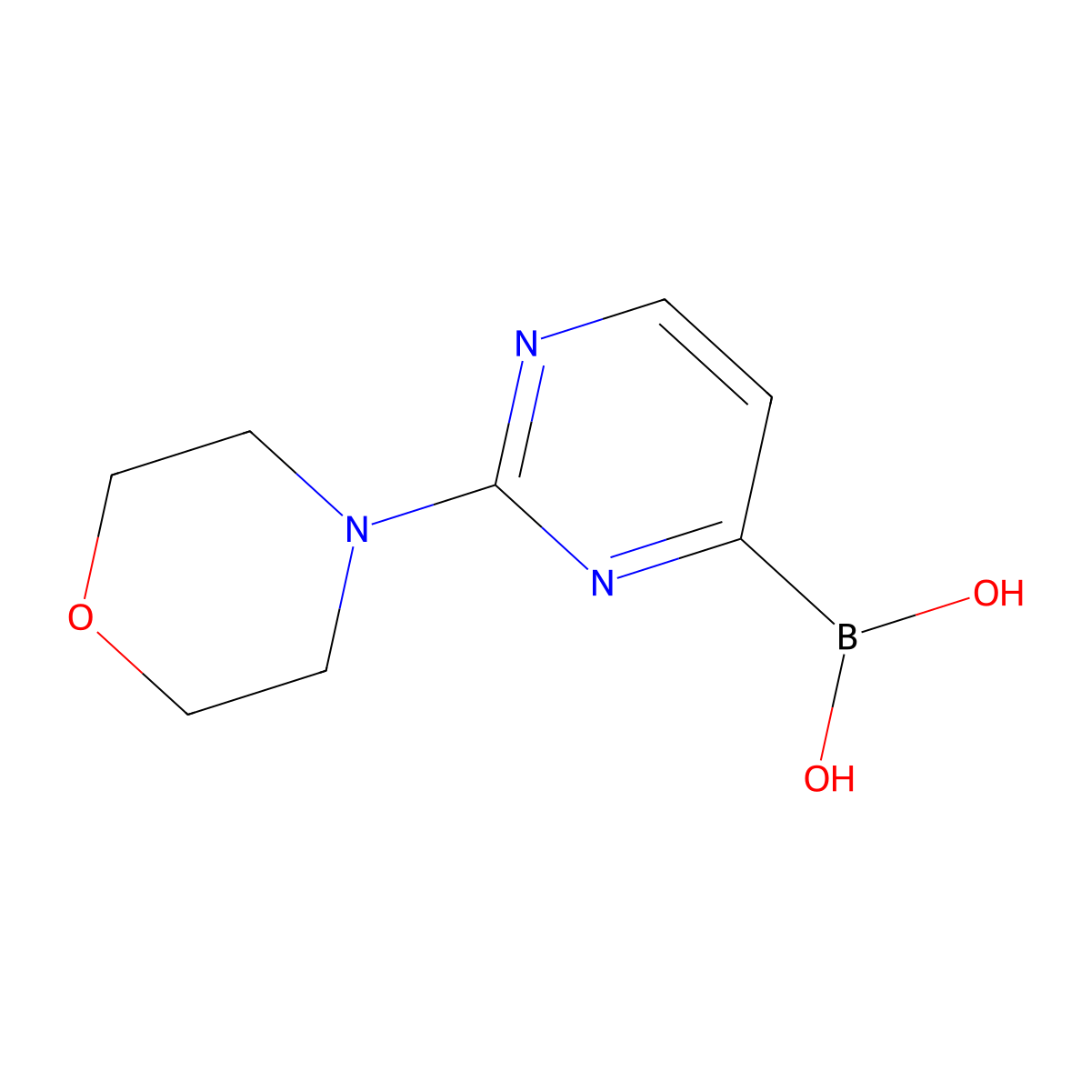 2-Morpholinopyrimidine-4-boronic acid molecular structure, CAS 1260156-69-1