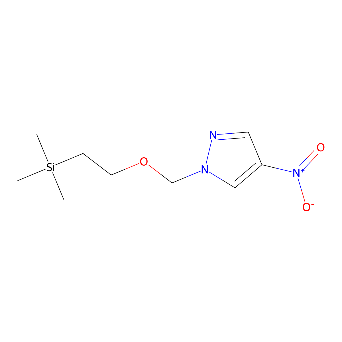 4-nitro-1-((2-(trimethylsilyl)ethoxy)methyl)-1H-pyrazole molecular structure, CAS 1260160-79-9