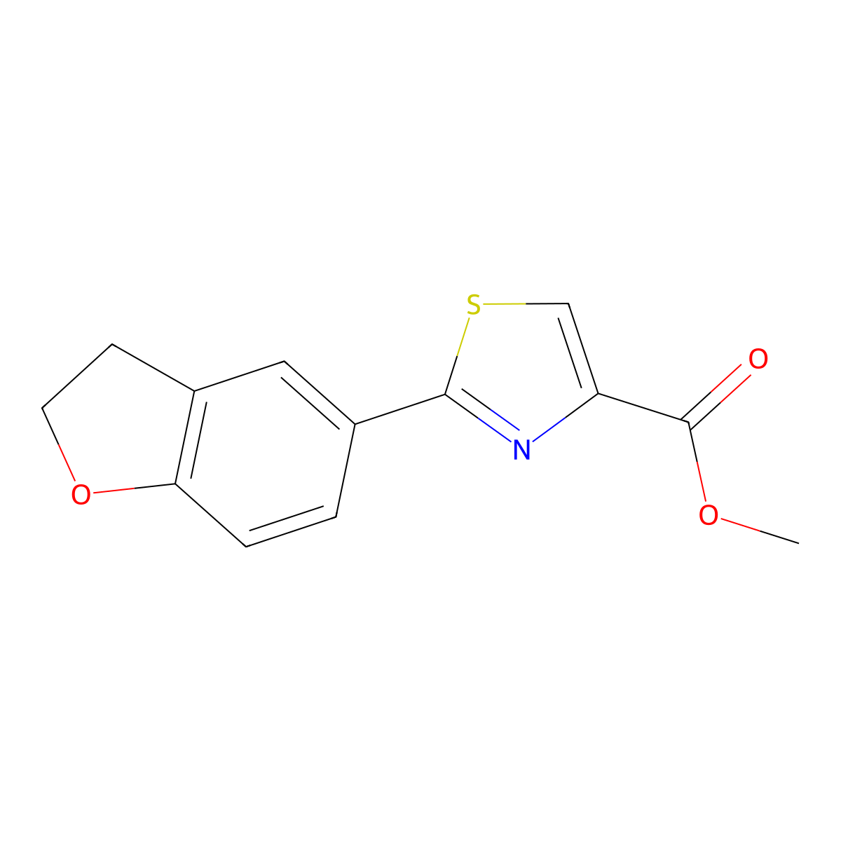 Methyl 2-(2,3-dihydrobenzofuran-5-yl)thiazole-4-carboxylate molecular structure, CAS 1260178-70-8
