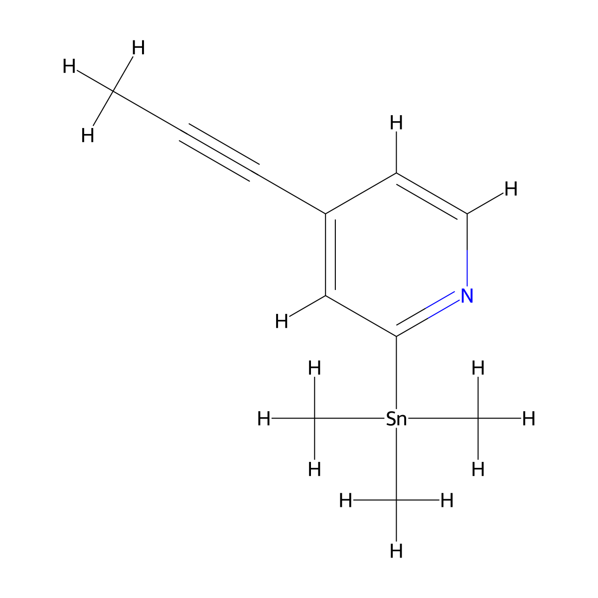 4-(Prop-1-YN-1-YL)-2-(trimethylstannyl)pyridine molecular structure, CAS 1260215-33-5