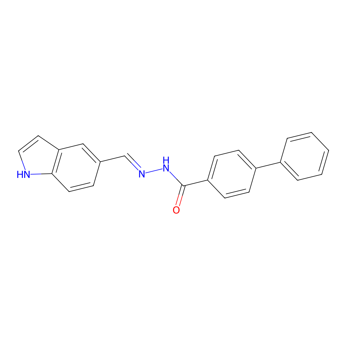 N'-((1H-Indol-5-yl)methylene)-[1,1'-biphenyl]-4-carbohydrazide molecular structure, CAS 1260228-03-2