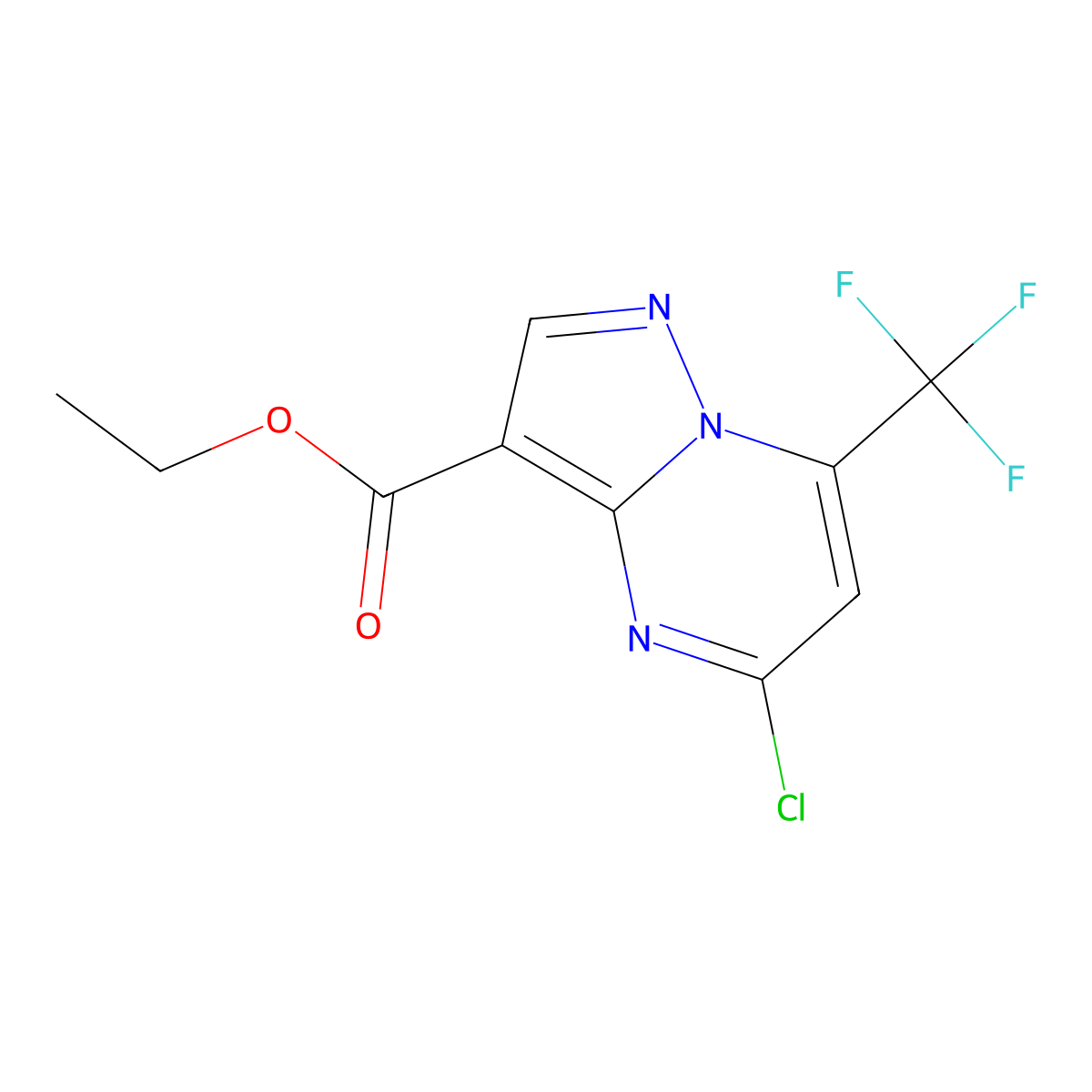 Ethyl 5-chloro-7-(trifluoromethyl)pyrazolo[1,5-a]pyrimidine-3-carboxylate molecular structure, CAS 1260243-50-2