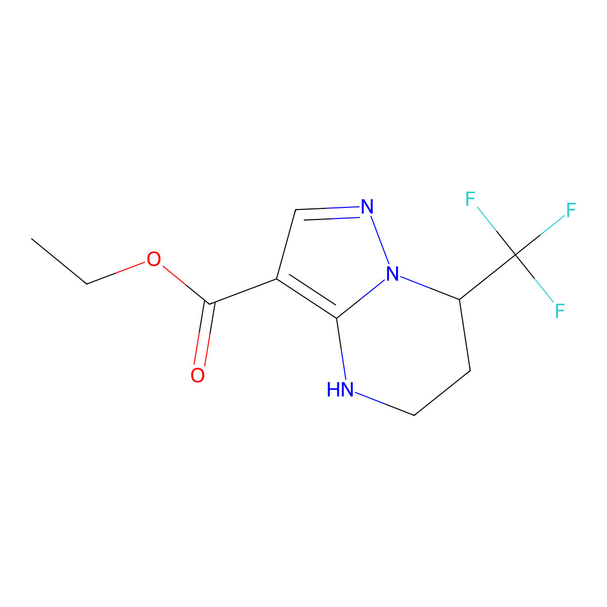 Ethyl 7-(trifluoromethyl)-4,5,6,7-tetrahydropyrazolo[1,5-A]pyrimidine-3-carboxylate molecular structure, CAS 1260243-51-3