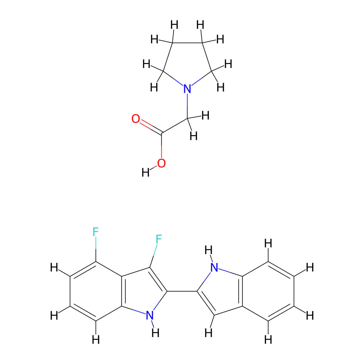3,4-Difluoro-1H,1'H-2,2'-biindole 2-(pyrrolidin-1-yl)acetate molecular structure, CAS 1260251-26-0