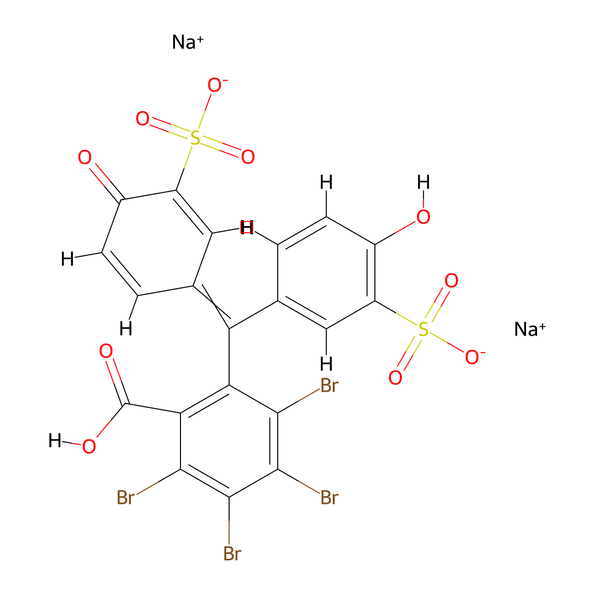 Sulfobromophthalein, disodium salt molecular structure, CAS 1260372-63-1