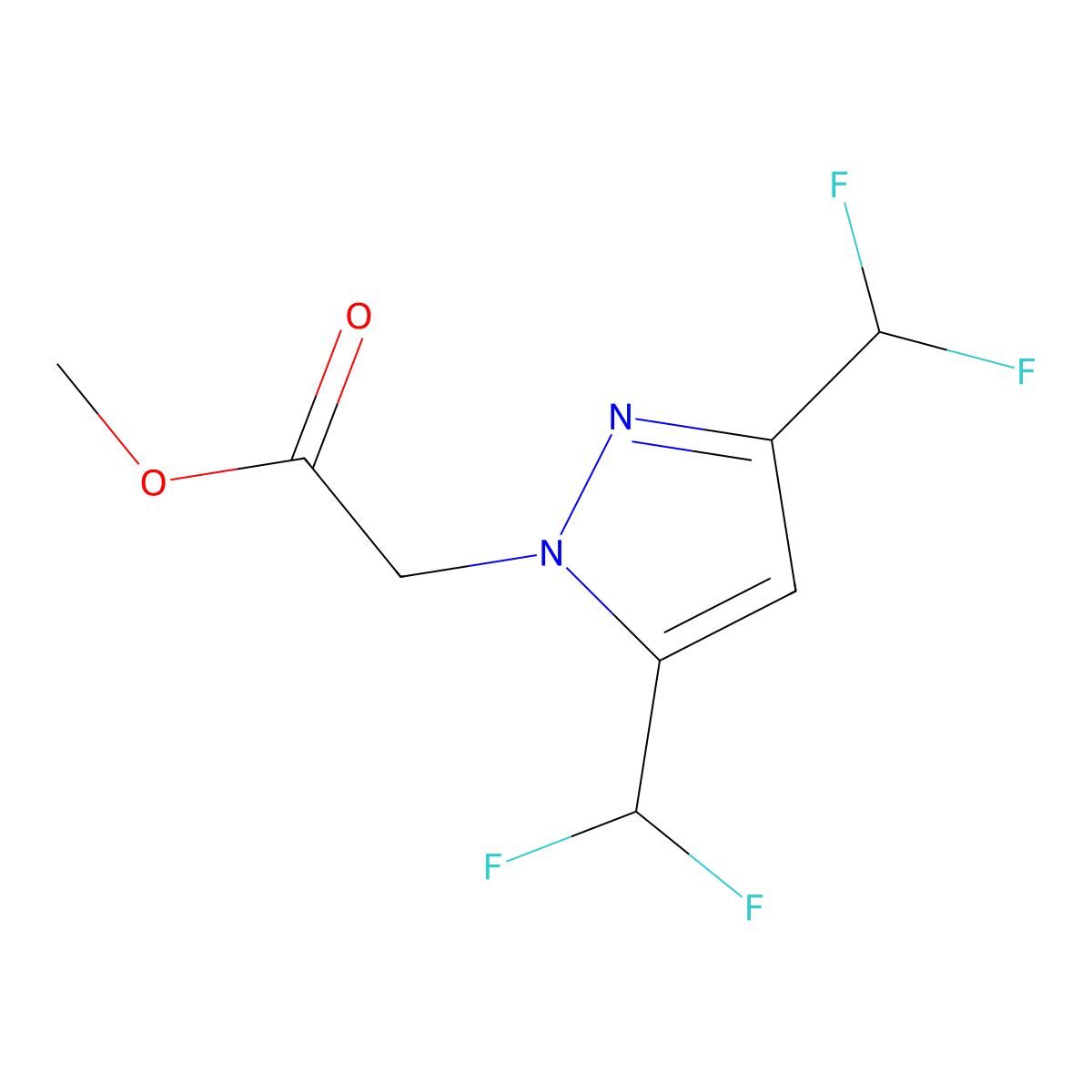 methyl [3,5-bis(difluoromethyl)-1H-pyrazol-1-yl]acetate molecular structure, CAS 1260379-26-7