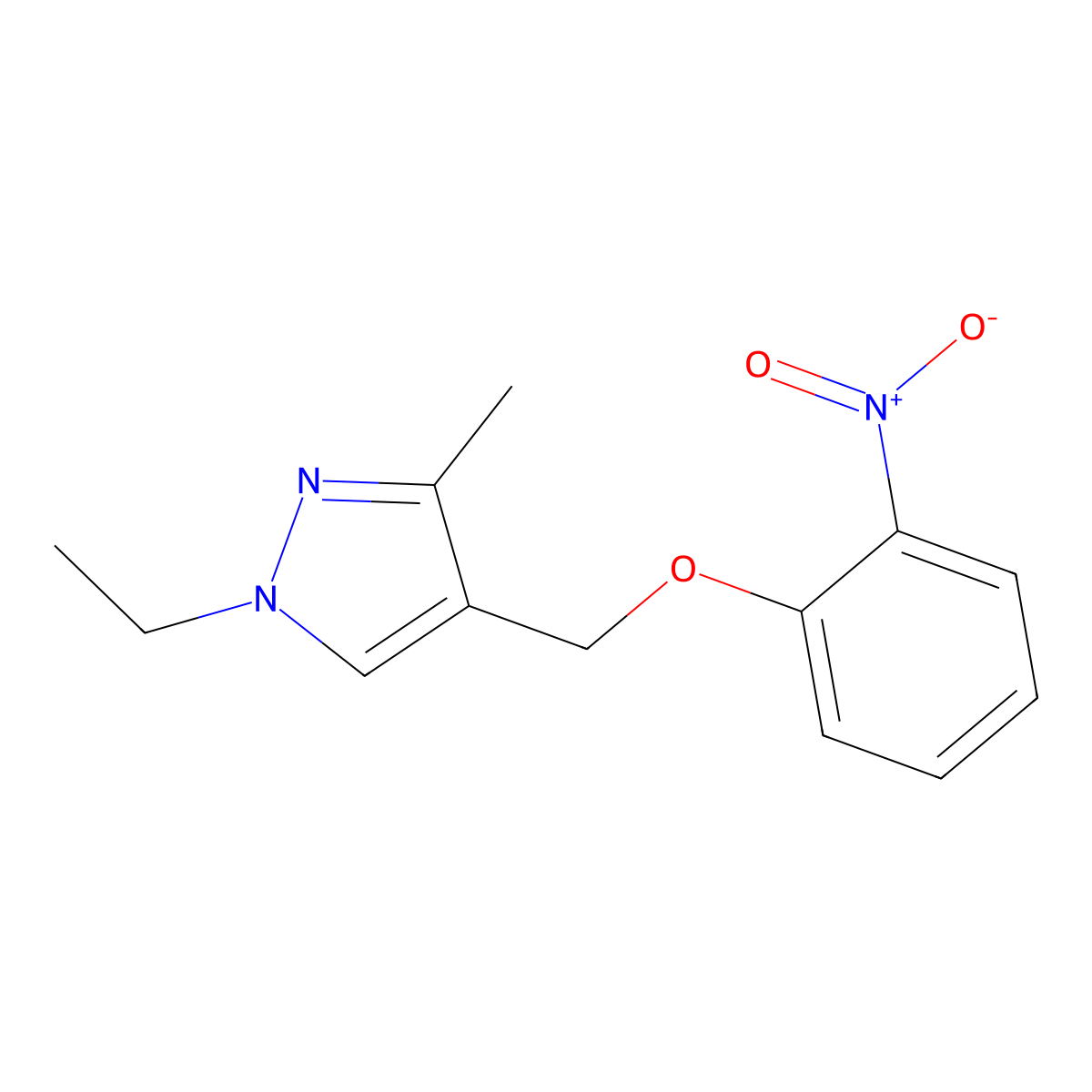 1-ethyl-3-methyl-4-[(2-nitrophenoxy)methyl]-1H-pyrazole molecular structure, CAS 1260379-29-0