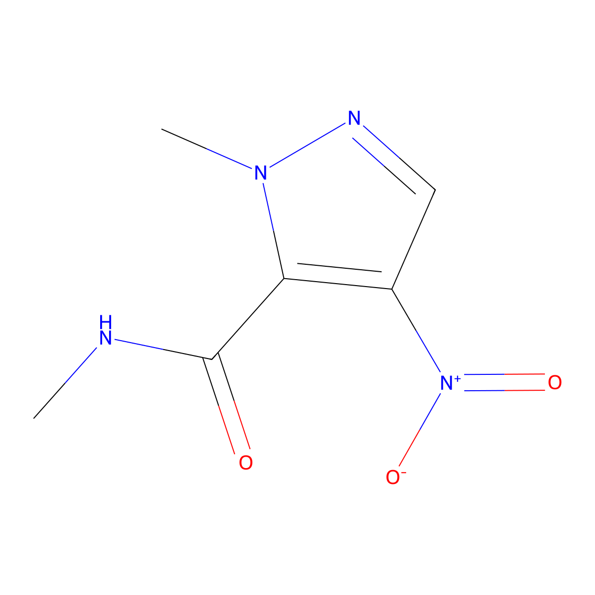 N,1-dimethyl-4-nitro-1H-pyrazole-5-carboxamide molecular structure, CAS 1260379-36-9