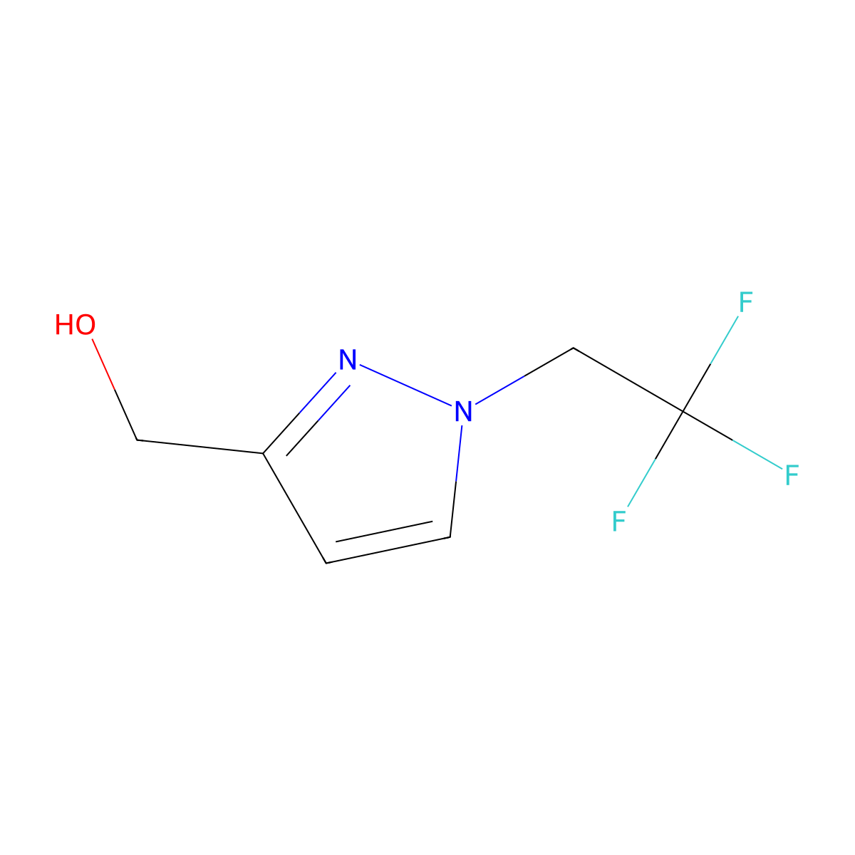 [1-(2,2,2-trifluoroethyl)-1H-pyrazol-3-yl]methanol molecular structure, CAS 1260379-38-1