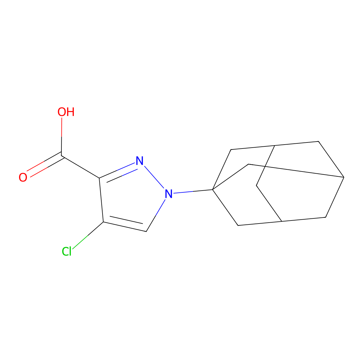 1-(Adamantan-1-yl)-4-chloro-1H-pyrazole-3-carboxylic acid molecular structure, CAS 1260379-39-2