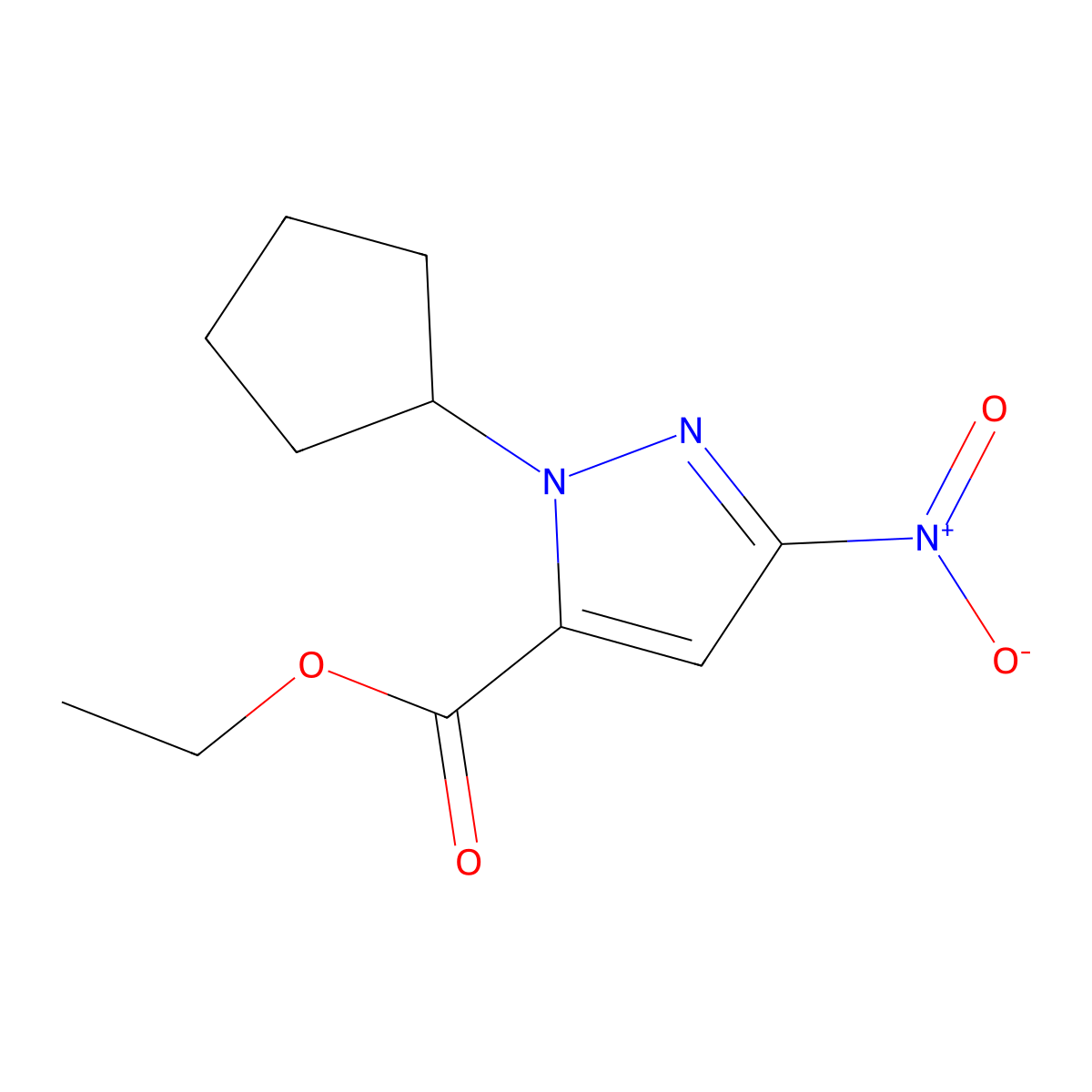 ethyl 1-cyclopentyl-3-nitro-1H-pyrazole-5-carboxylate molecular structure, CAS 1260379-41-6