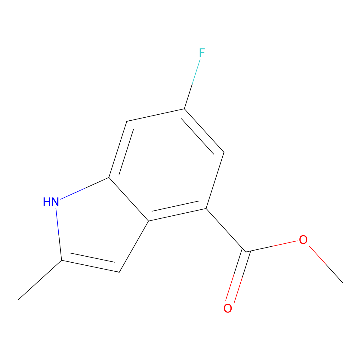 6-Fluoro-2-methyl-1H-indole-4-carboxylic acid methyl ester molecular structure, CAS 1260381-28-9