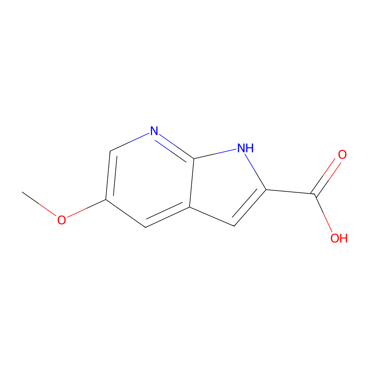 5-methoxy-1H-pyrrolo[2,3-b]pyridine-2-carboxylic acid molecular structure, CAS 1260381-31-4