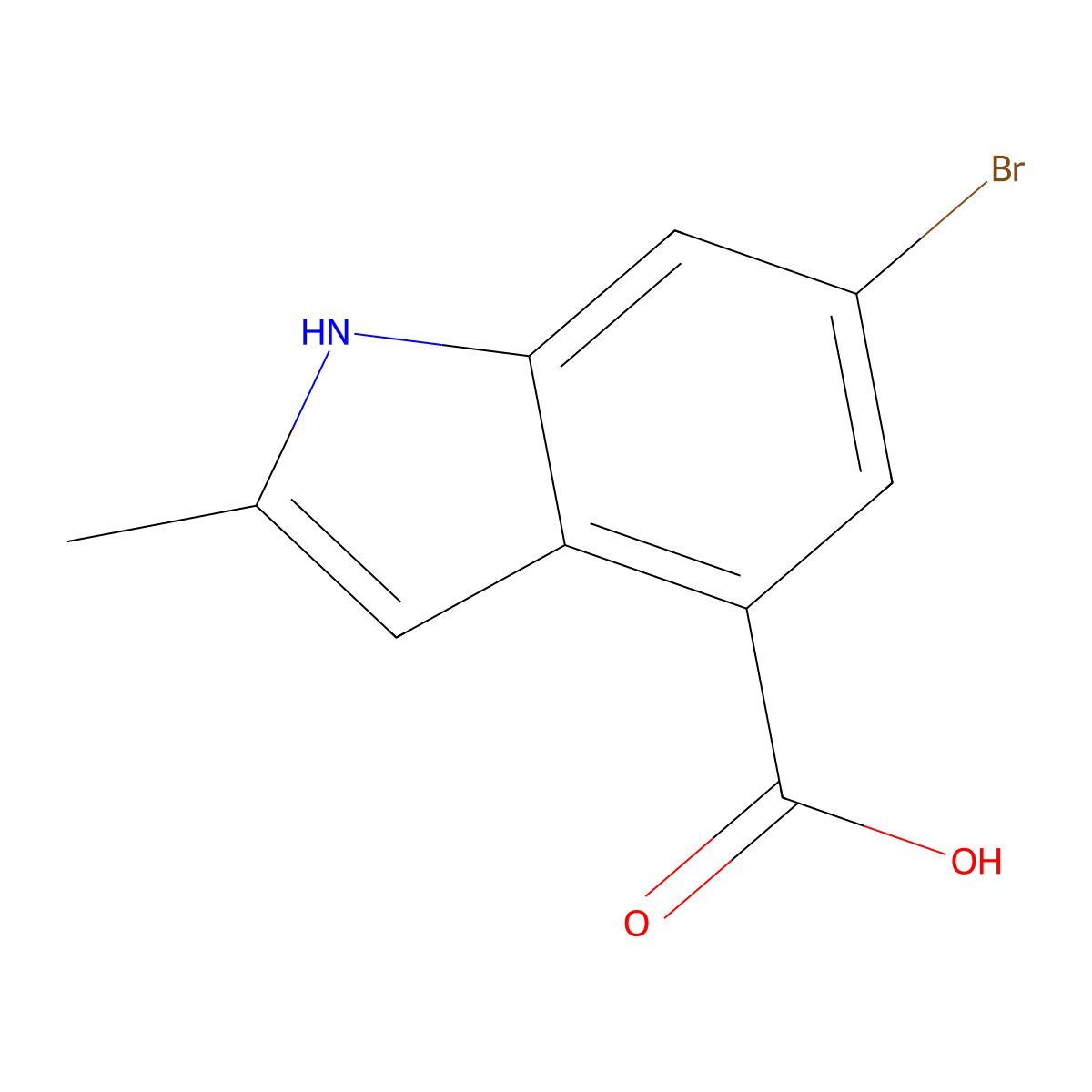 6-Bromo-2-methyl-1H-indole-4-carboxylic acid molecular structure, CAS 1260381-34-7