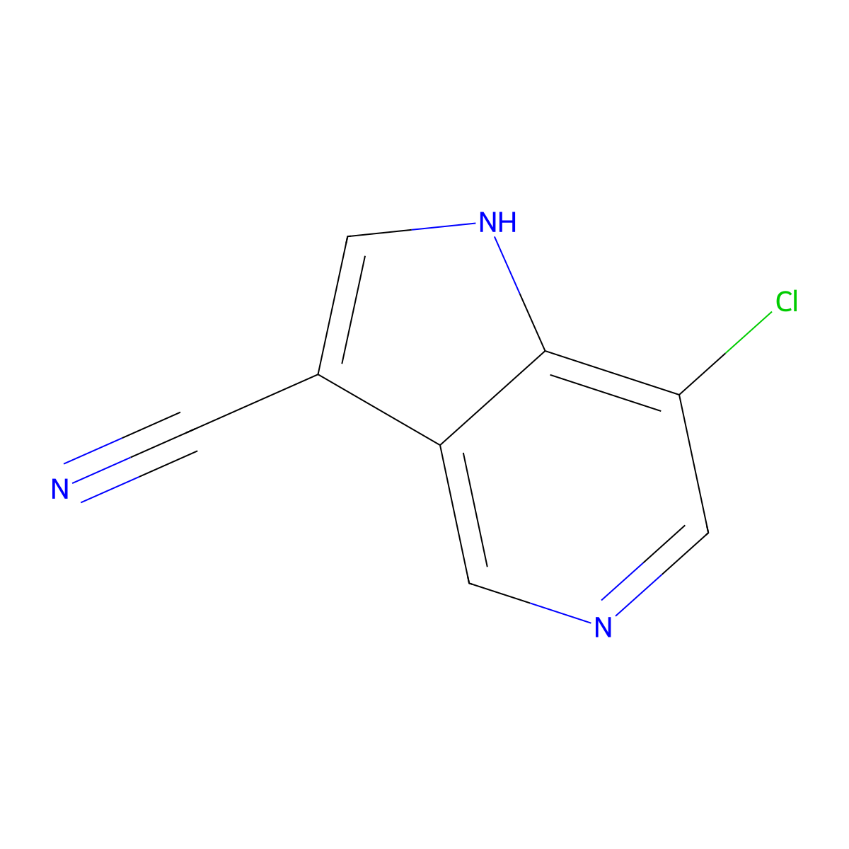 7-Chloro-1H-pyrrolo[3,2-c]pyridine-3-carbonitrile molecular structure, CAS 1260381-35-8