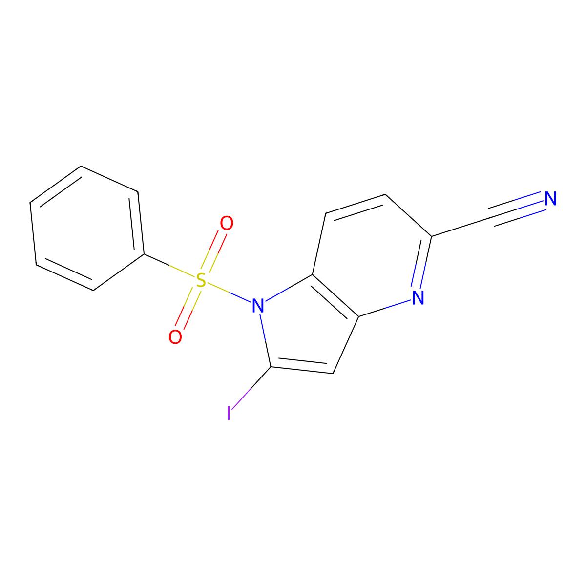 1-(Phenylsulfonyl)-5-cyano-2-iodo-4-azaindole molecular structure, CAS 1260381-46-1