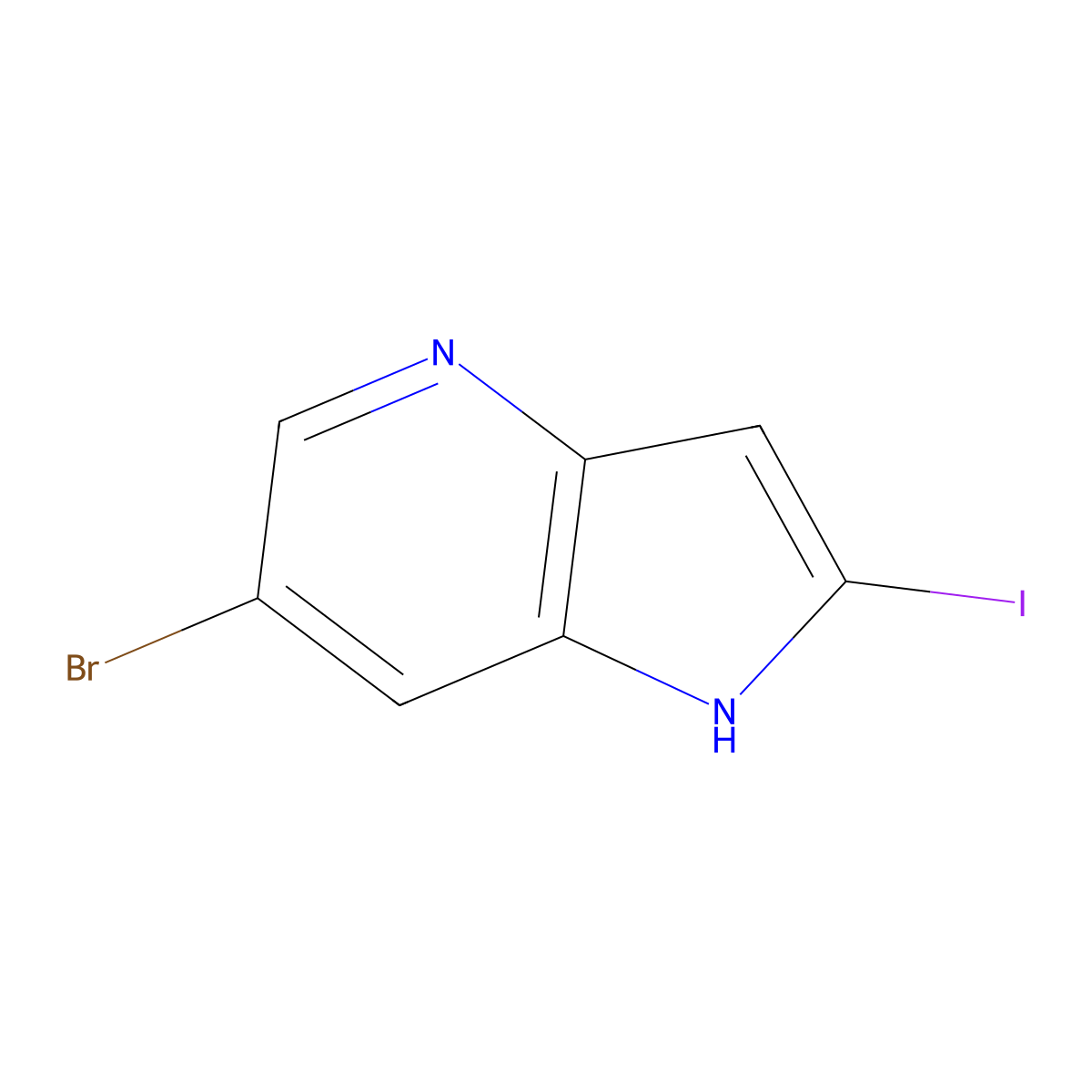 6-bromo-2-iodo-1H-pyrrolo[3,2-b]pyridine molecular structure, CAS 1260381-61-0