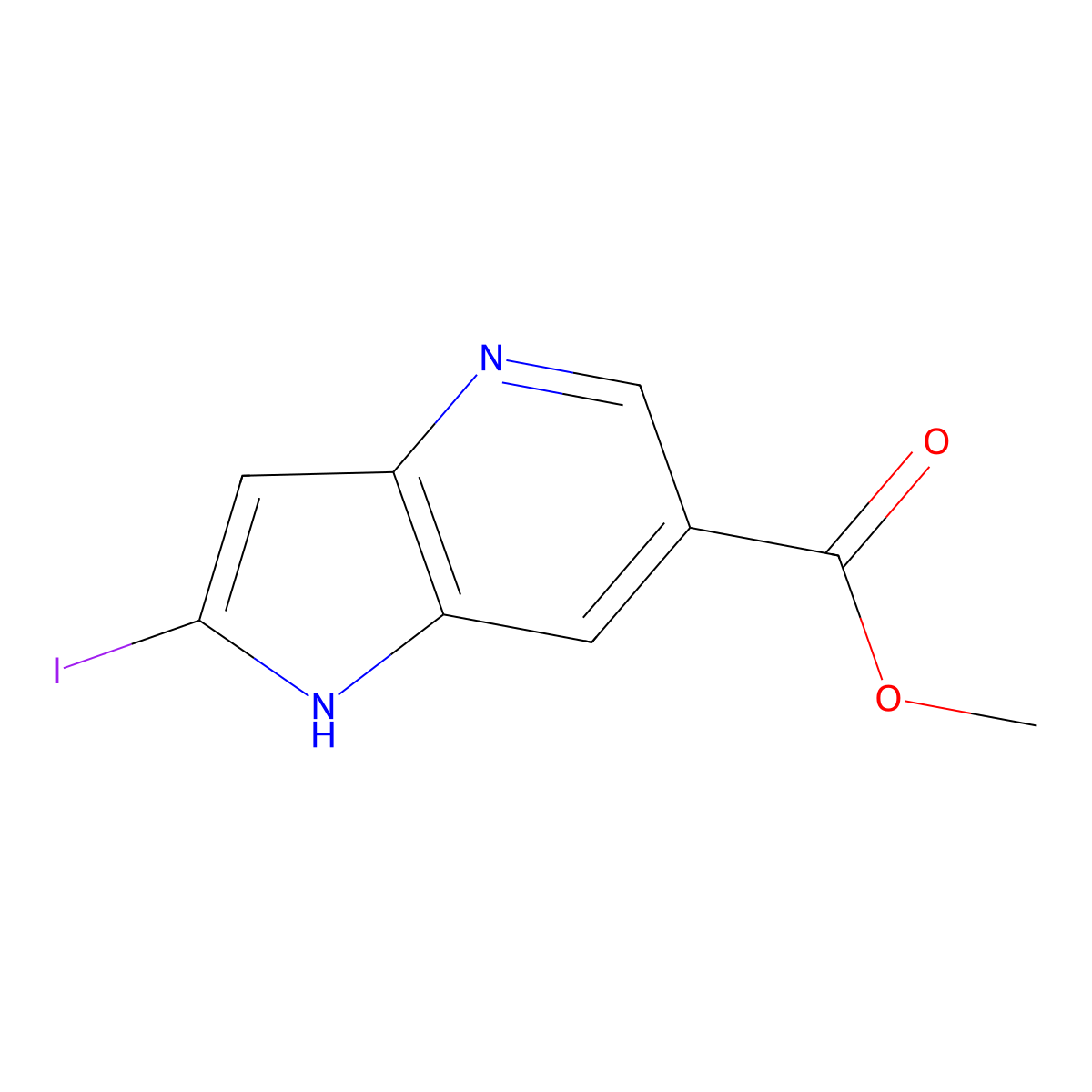 Methyl 2-iodo-1H-pyrrolo[3,2-b]pyridine-6-carboxylate molecular structure, CAS 1260381-69-8