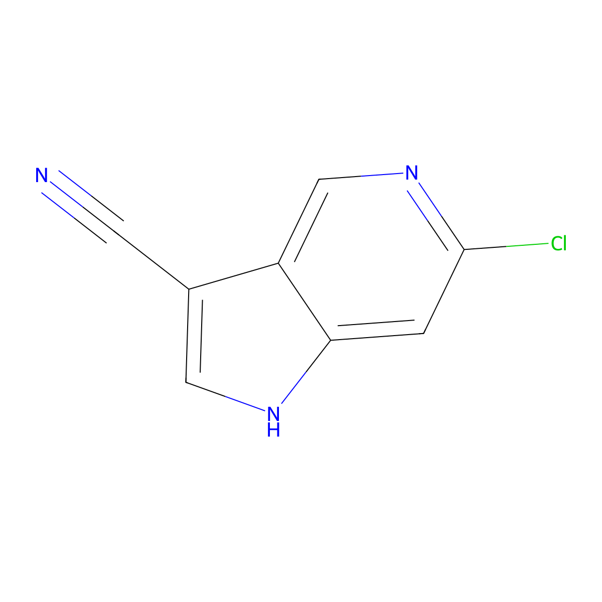 6-Chloro-1H-pyrrolo[3,2-c]pyridine-3-carbonitrile molecular structure, CAS 1260381-90-5