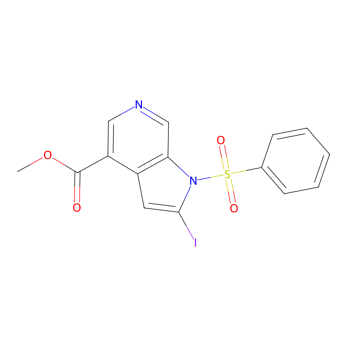 1-(Phenylsulfonyl)-2-iodo-6-azaindole-4-carboxylic acid methyl ester molecular structure, CAS 1260381-93-8