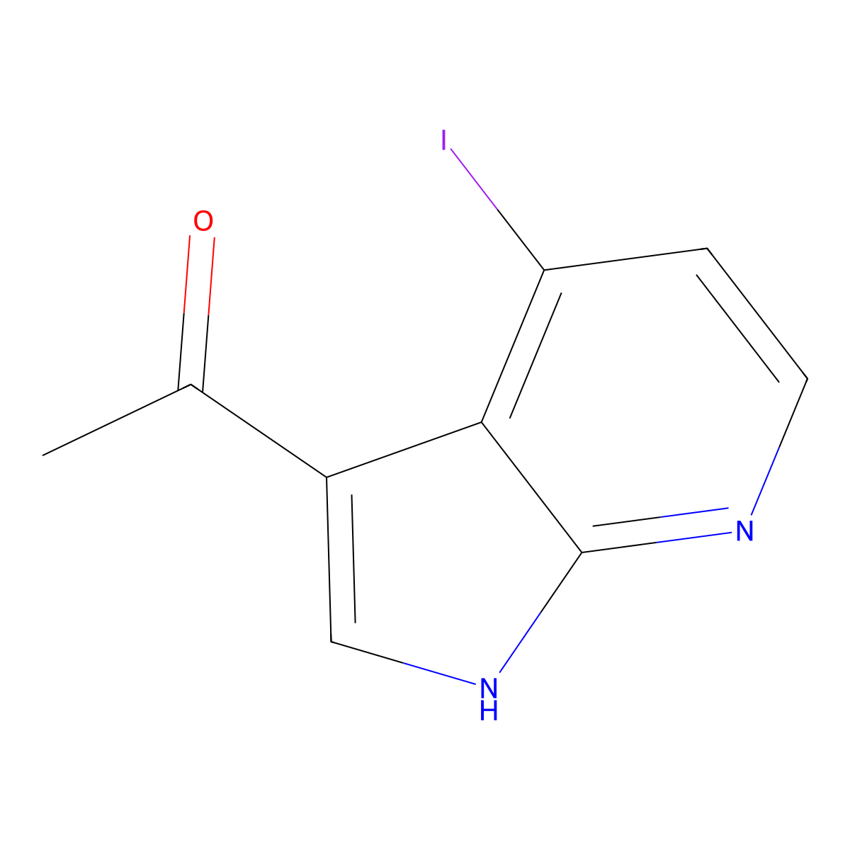 1-(4-iodo-1H-pyrrolo[2,3-b]pyridin-3-yl)ethanone molecular structure, CAS 1260382-04-4