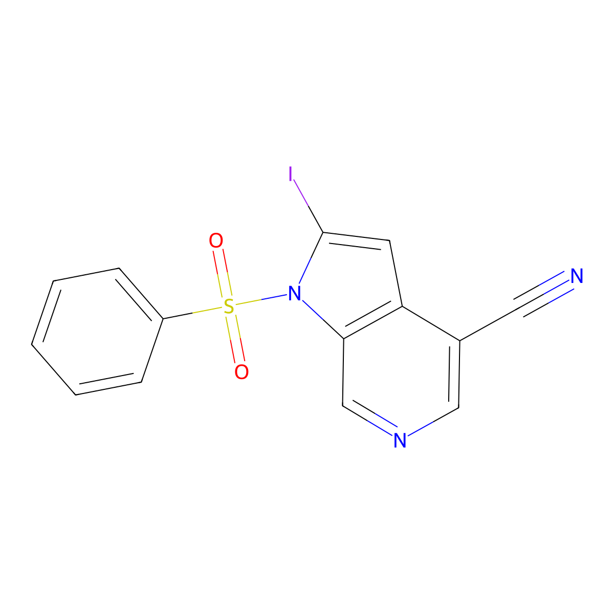 1-(Phenylsulfonyl)-4-cyano-2-iodo-6-azaindole molecular structure, CAS 1260382-06-6