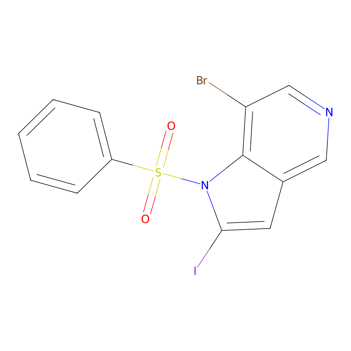1-(Phenylsulfonyl)-7-bromo-2-iodo-5-azaindole molecular structure, CAS 1260382-08-8