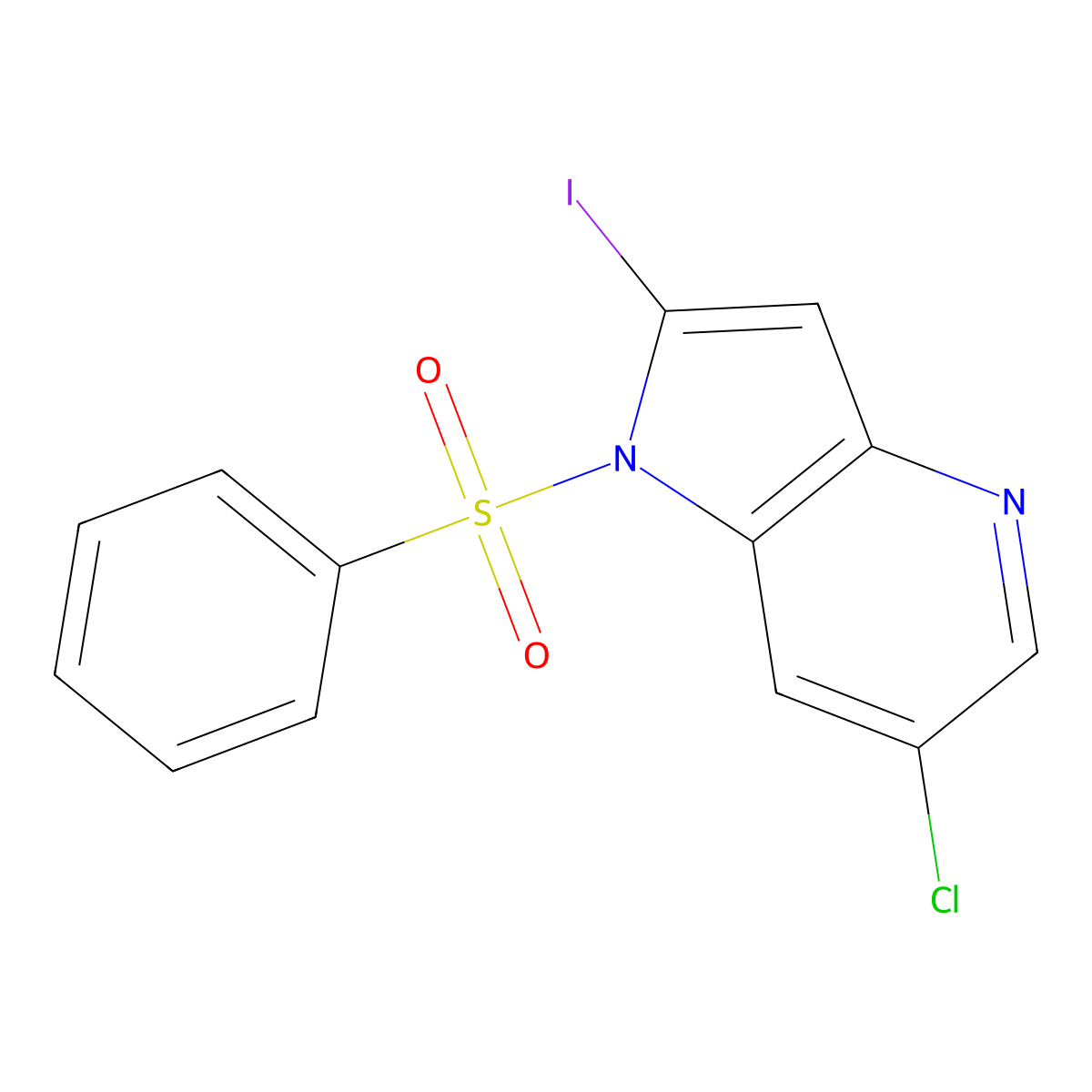 1-(Phenylsulfonyl)-6-chloro-2-iodo-4-azaindole molecular structure, CAS 1260382-17-9