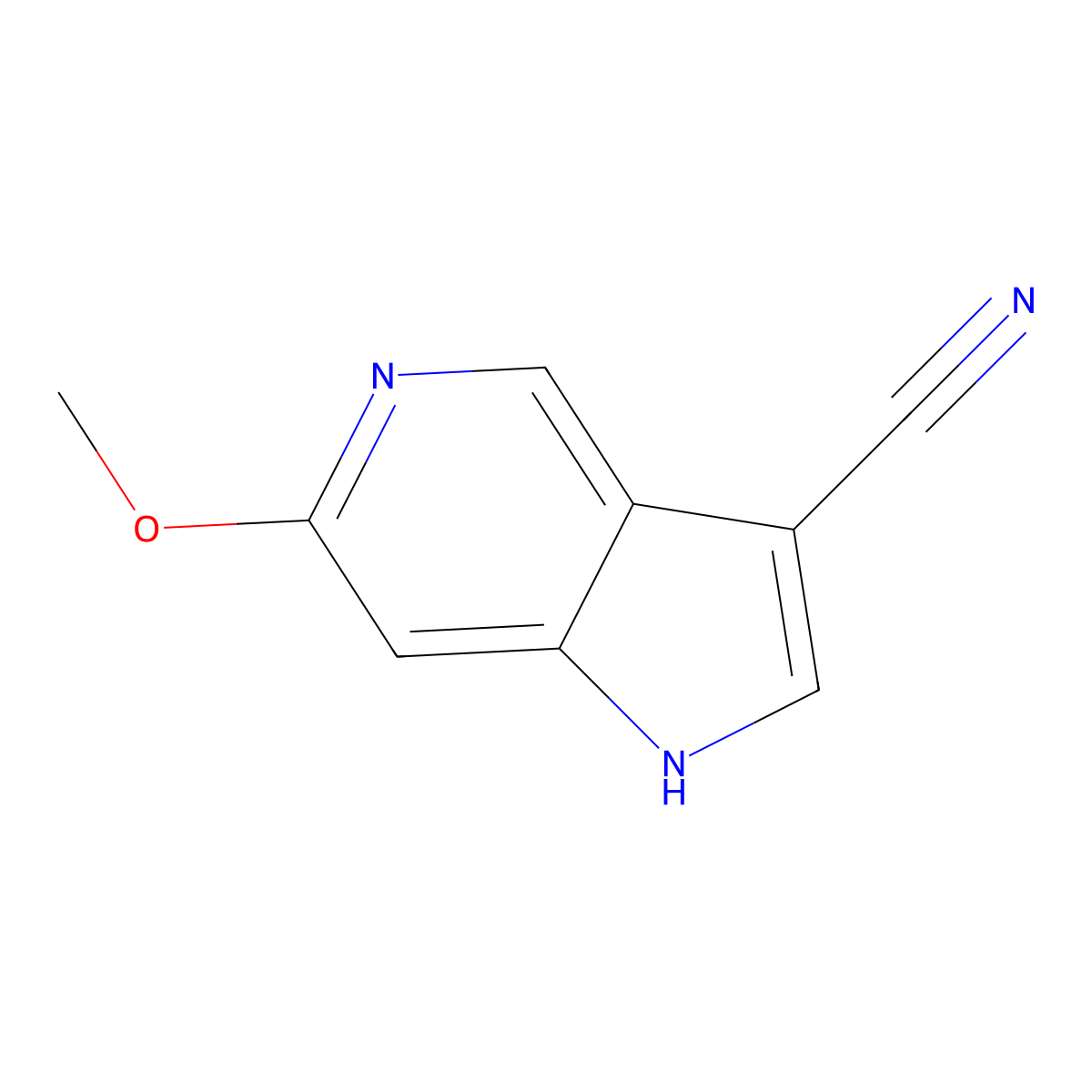1H-Pyrrolo[3,2-c]pyridine-3-carbonitrile, 6-methoxy- molecular structure, CAS 1260382-26-0