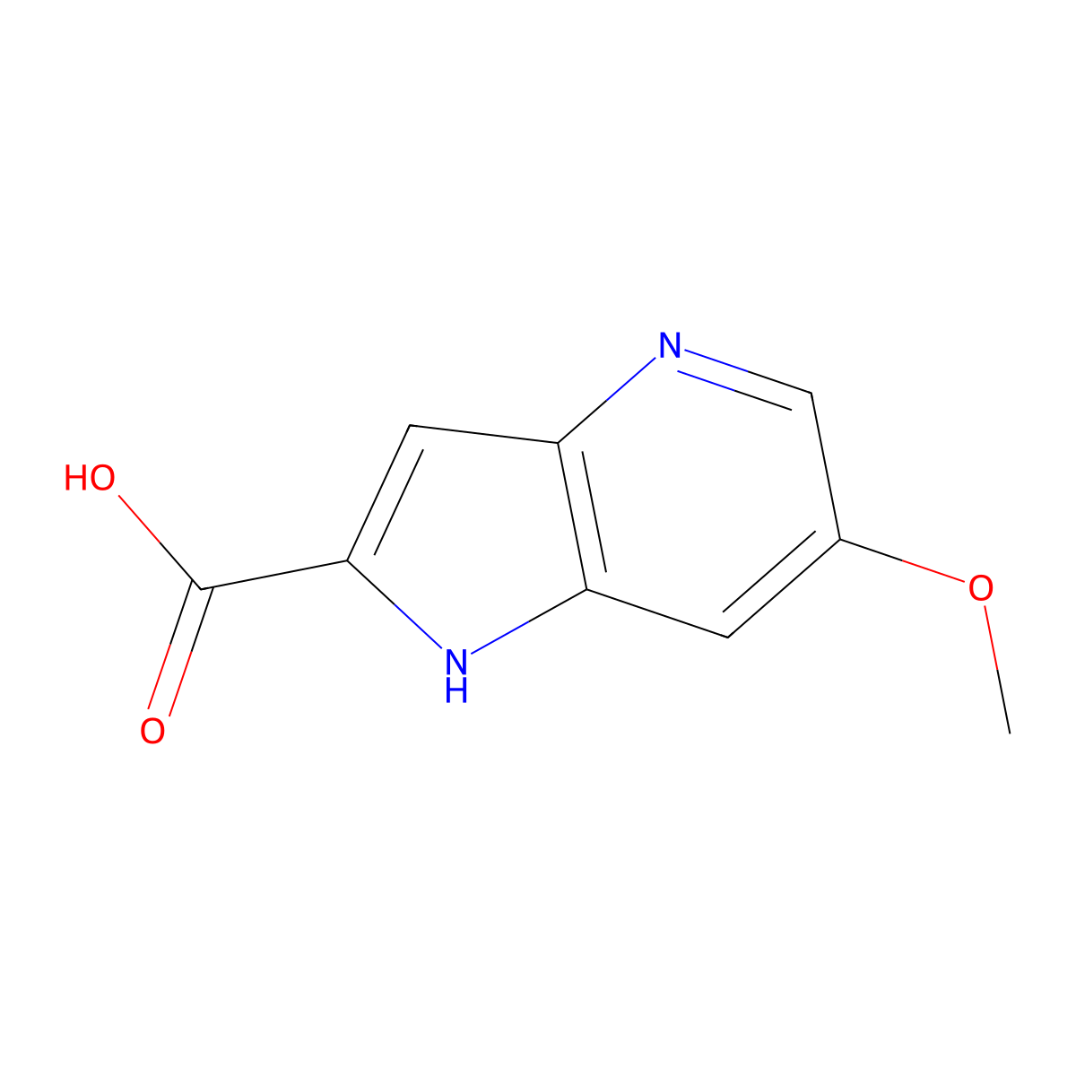 6-methoxy-1H-pyrrolo[3,2-b]pyridine-2-carboxylic acid molecular structure, CAS 1260382-28-2