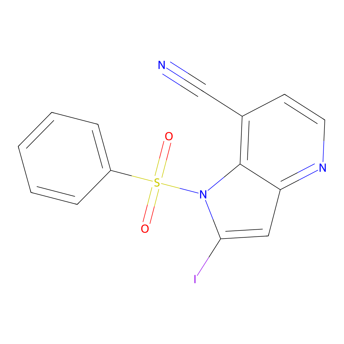 1-(Phenylsulfonyl)-7-cyano-2-iodo-4-azaindole molecular structure, CAS 1260382-61-3