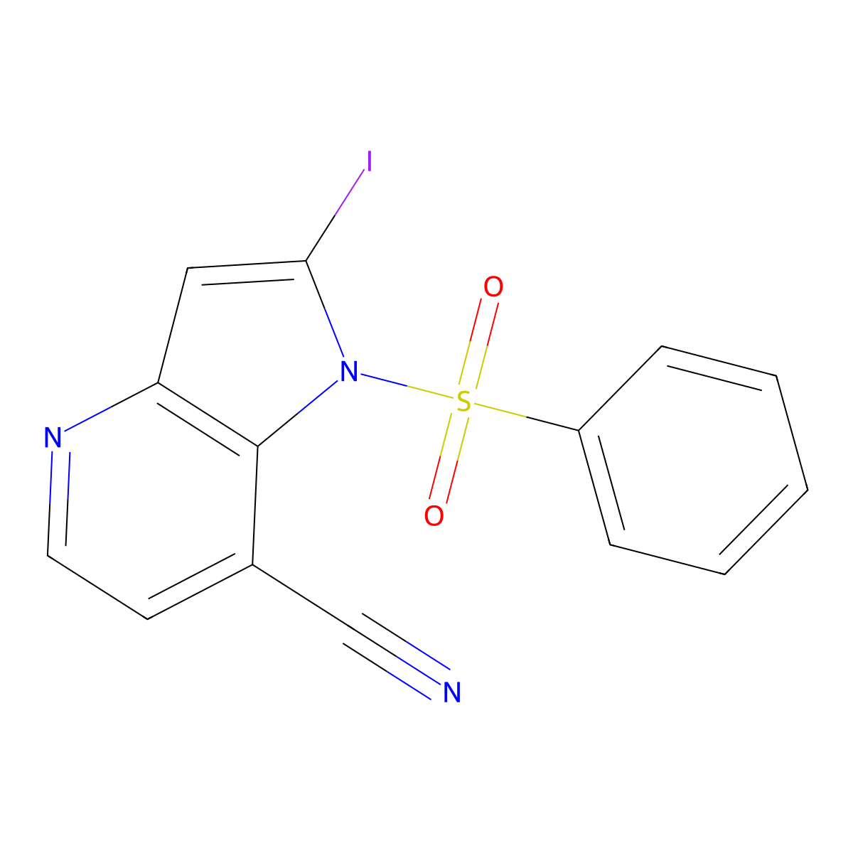 1-(Phenylsulfonyl)-7-cyano-2-iodo-4-azaindole molecular structure, CAS 1260382-61-3
