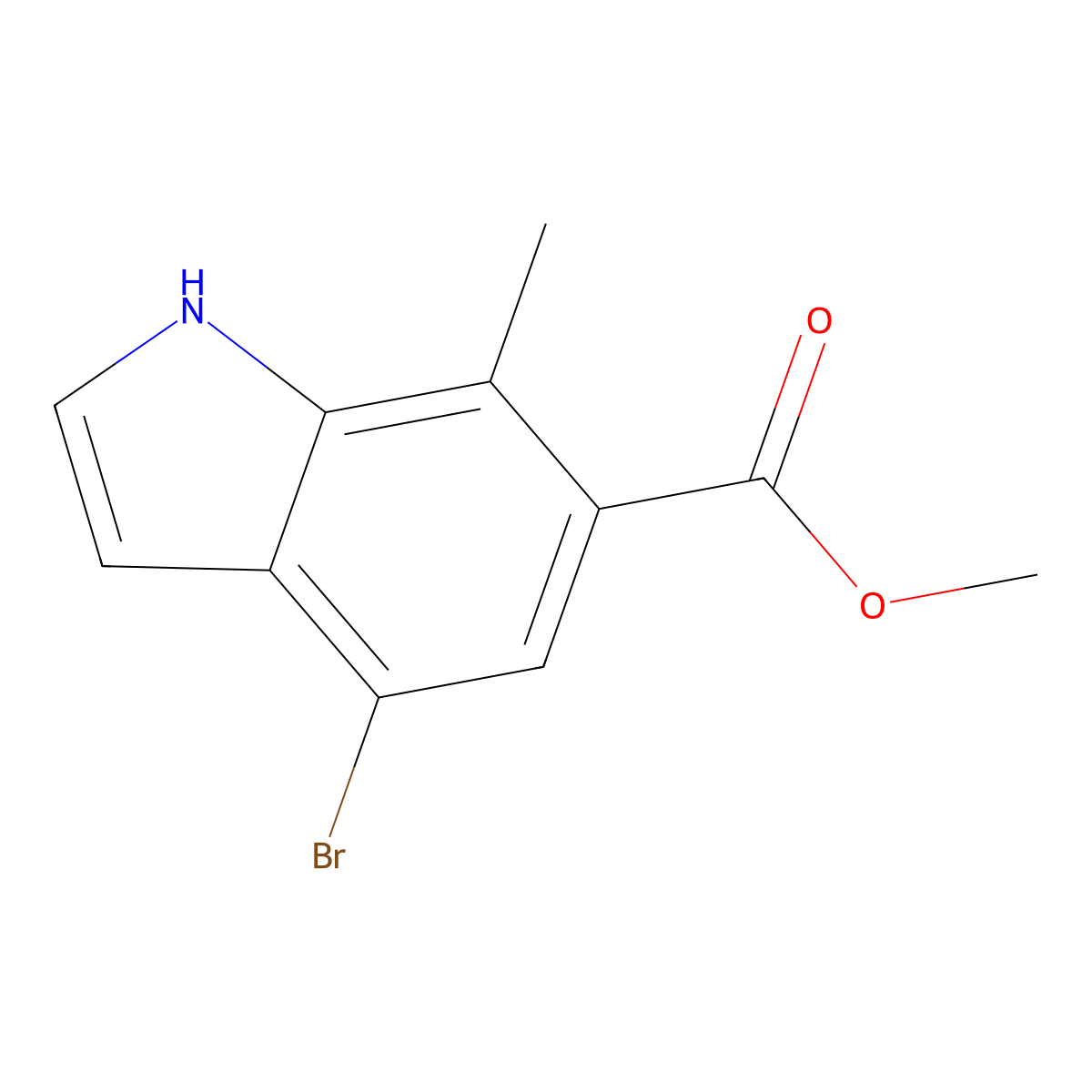 Methyl 4-bromo-7-methyl-1H-indole-6-carboxylate molecular structure, CAS 1260382-73-7