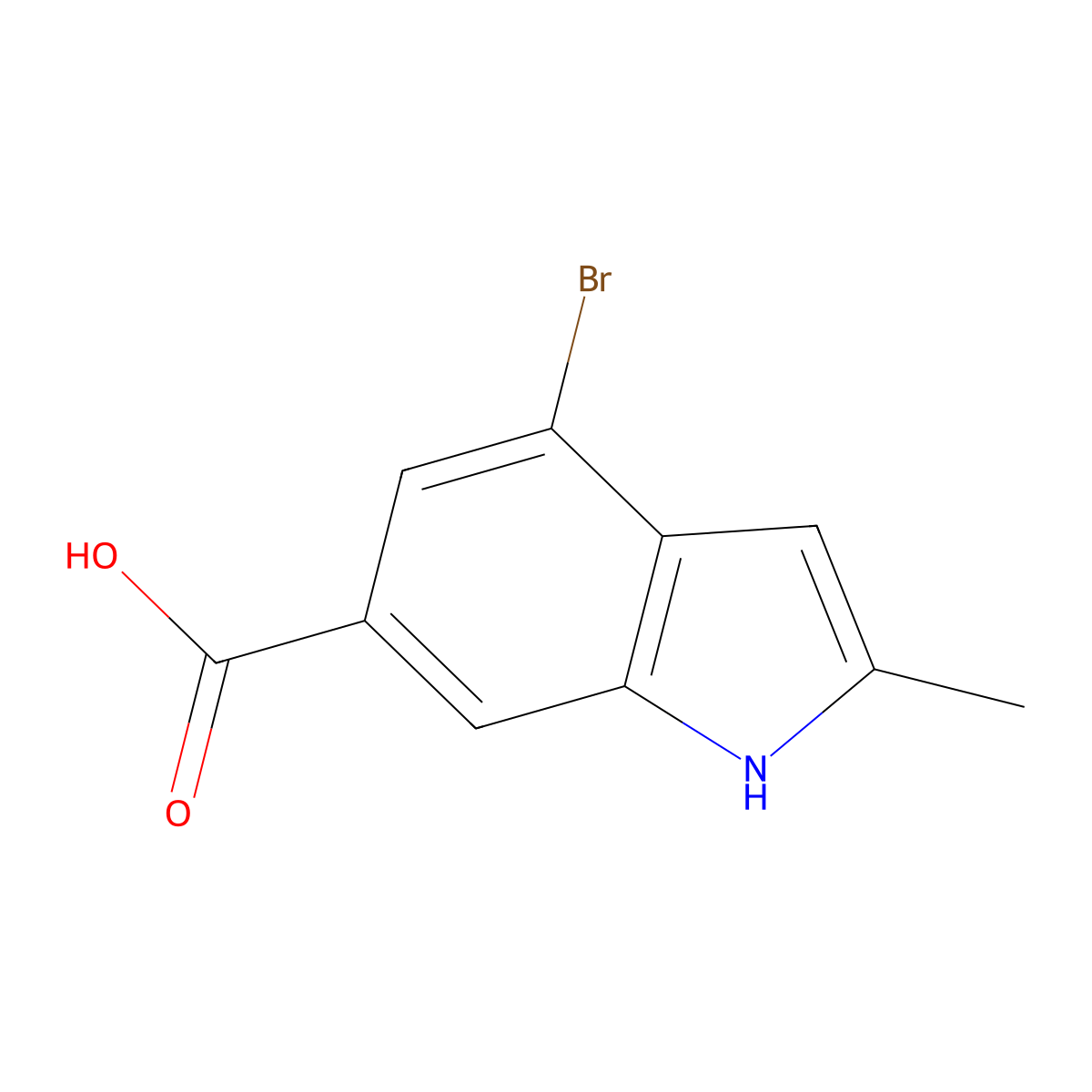 4-Bromo-2-methyl-1H-indole-6-carboxylic acid molecular structure, CAS 1260382-87-3