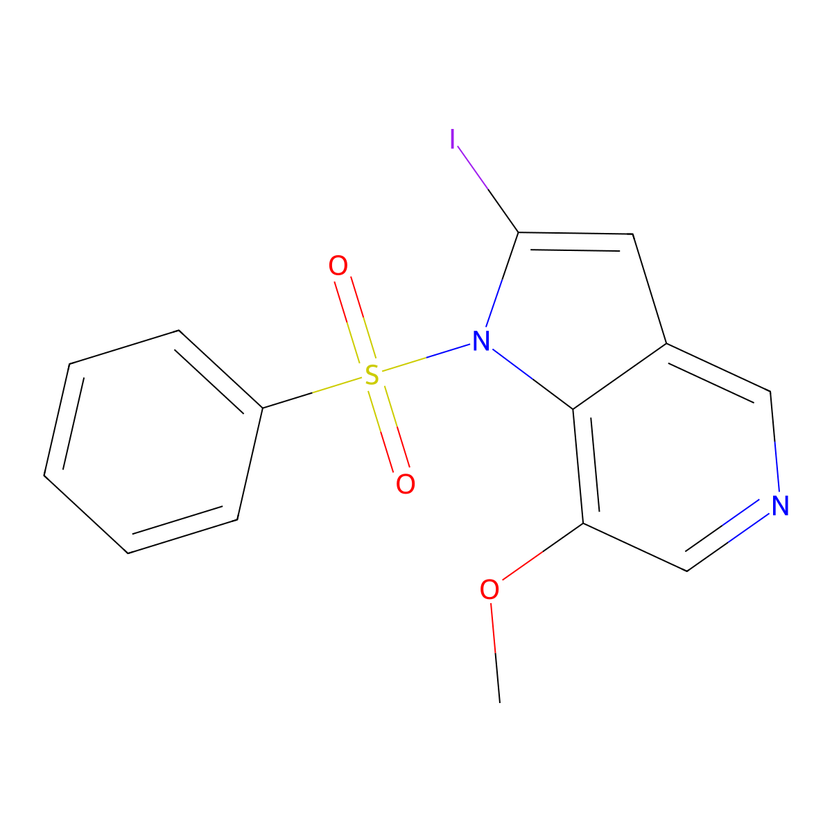 1-(Phenylsulfonyl)-2-iodo-7-methoxy-5-azaindole molecular structure, CAS 1260382-89-5
