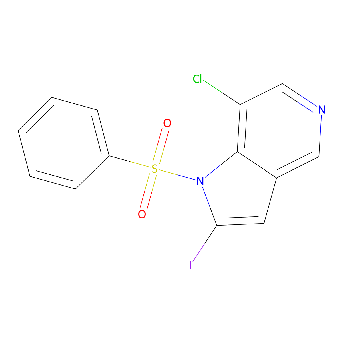 1-(Phenylsulfonyl)-7-chloro-2-iodo-5-azaindole molecular structure, CAS 1260382-90-8