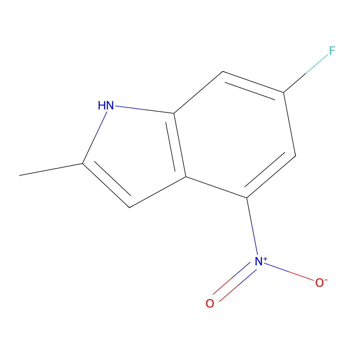 1H-Indole, 6-fluoro-2-methyl-4-nitro- molecular structure, CAS 1260383-00-3