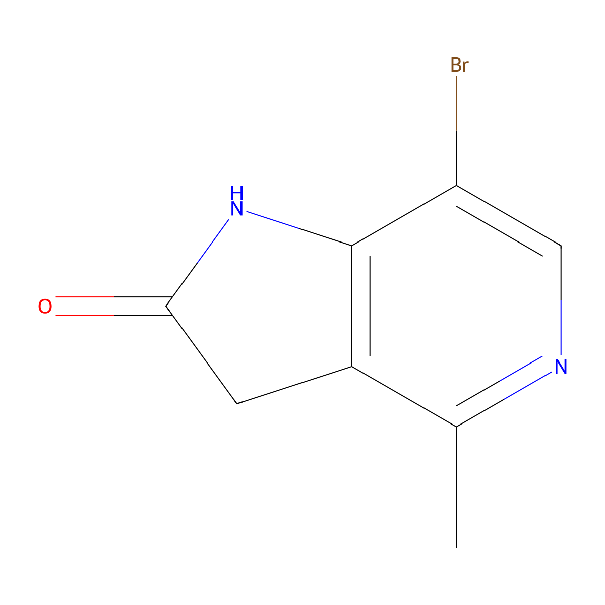 7-Bromo-4-methyl-1,3-dihydro-2H-pyrrolo[3,2-c]pyridin-2-one molecular structure, CAS 1260383-02-5