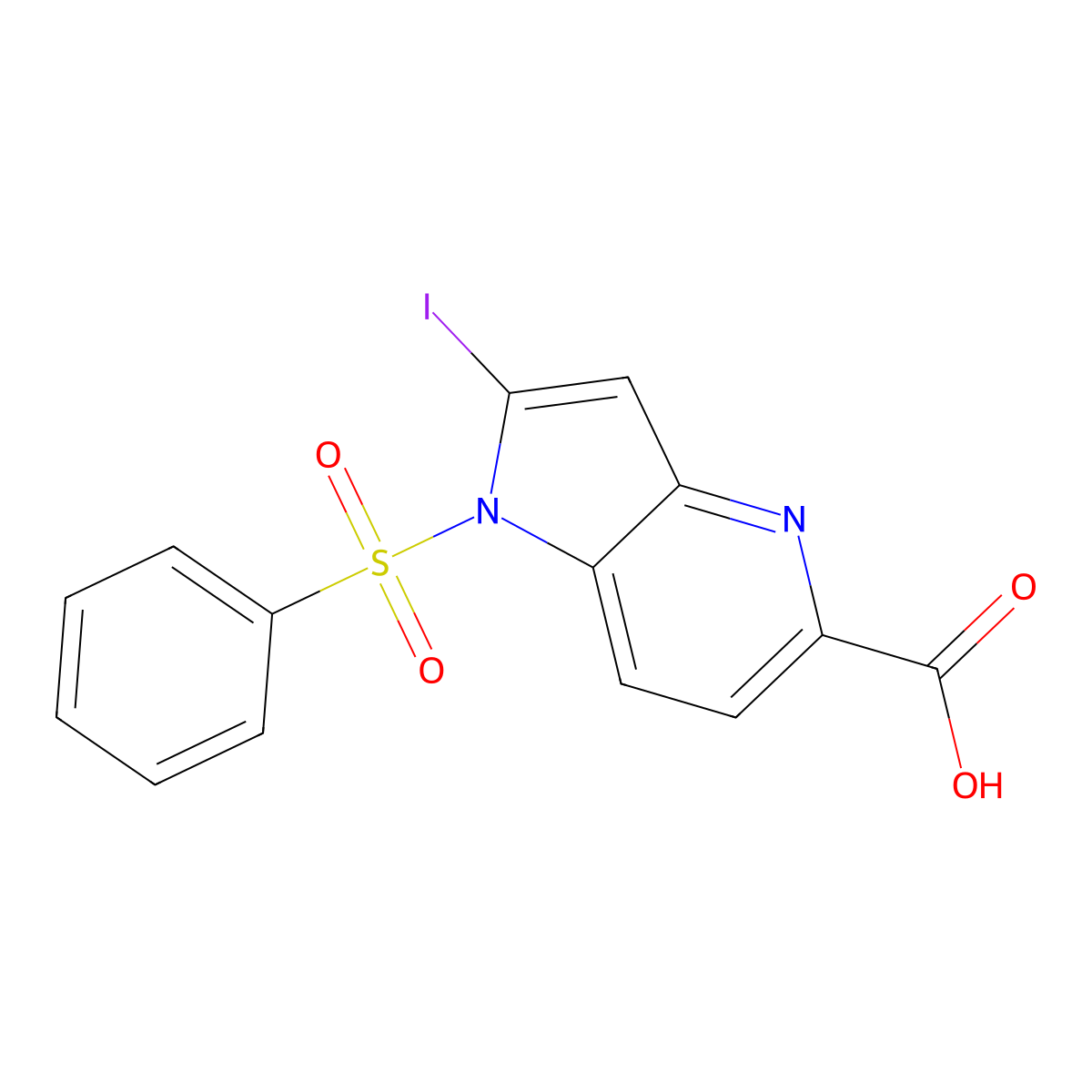 1-(Phenylsulfonyl)-2-iodo-4-azaindole-5-carboxylic acid molecular structure, CAS 1260383-06-9
