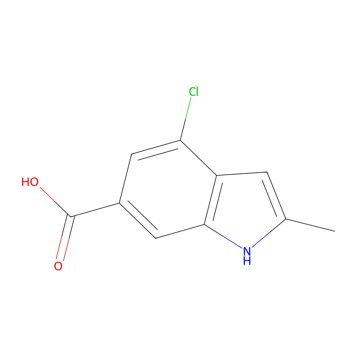 4-Chloro-2-methyl-1H-indole-6-carboxylic acid molecular structure, CAS 1260383-11-6