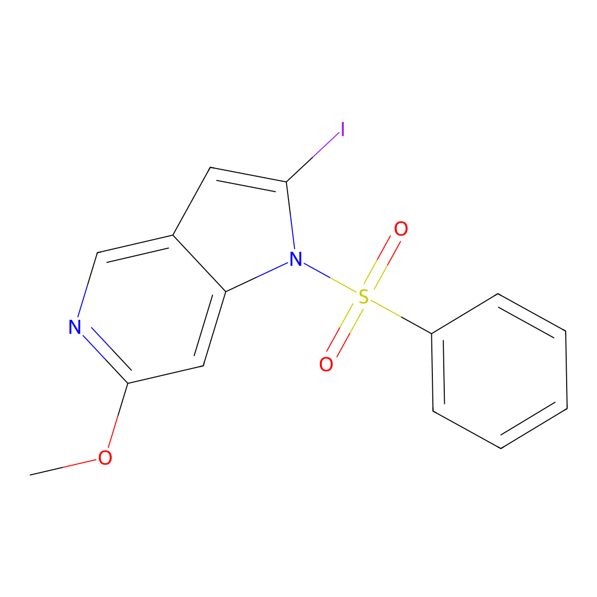 1-(Phenylsulfonyl)-2-iodo-6-methoxy-5-azaindole molecular structure, CAS 1260383-13-8